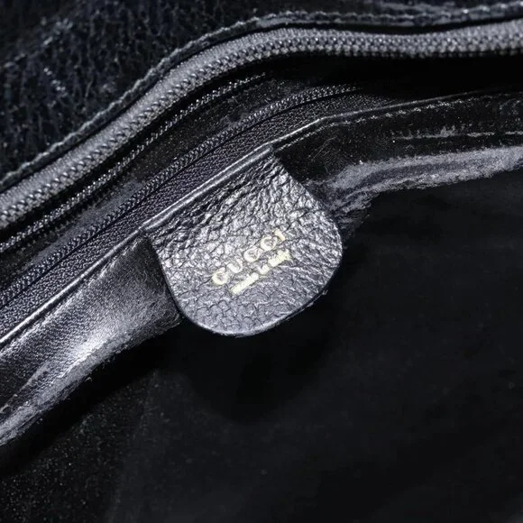 GUCCI Tote Bag Leather Black Gold 002 1817 0336 Auth ep12099